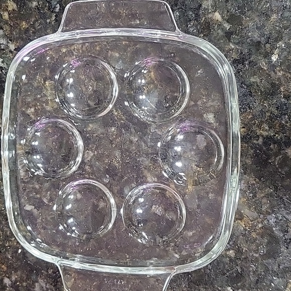 Set Of 2 Vintage French Pyrex Escargot Glass Plates Dishes Sedlex France - Picture 3 of 5